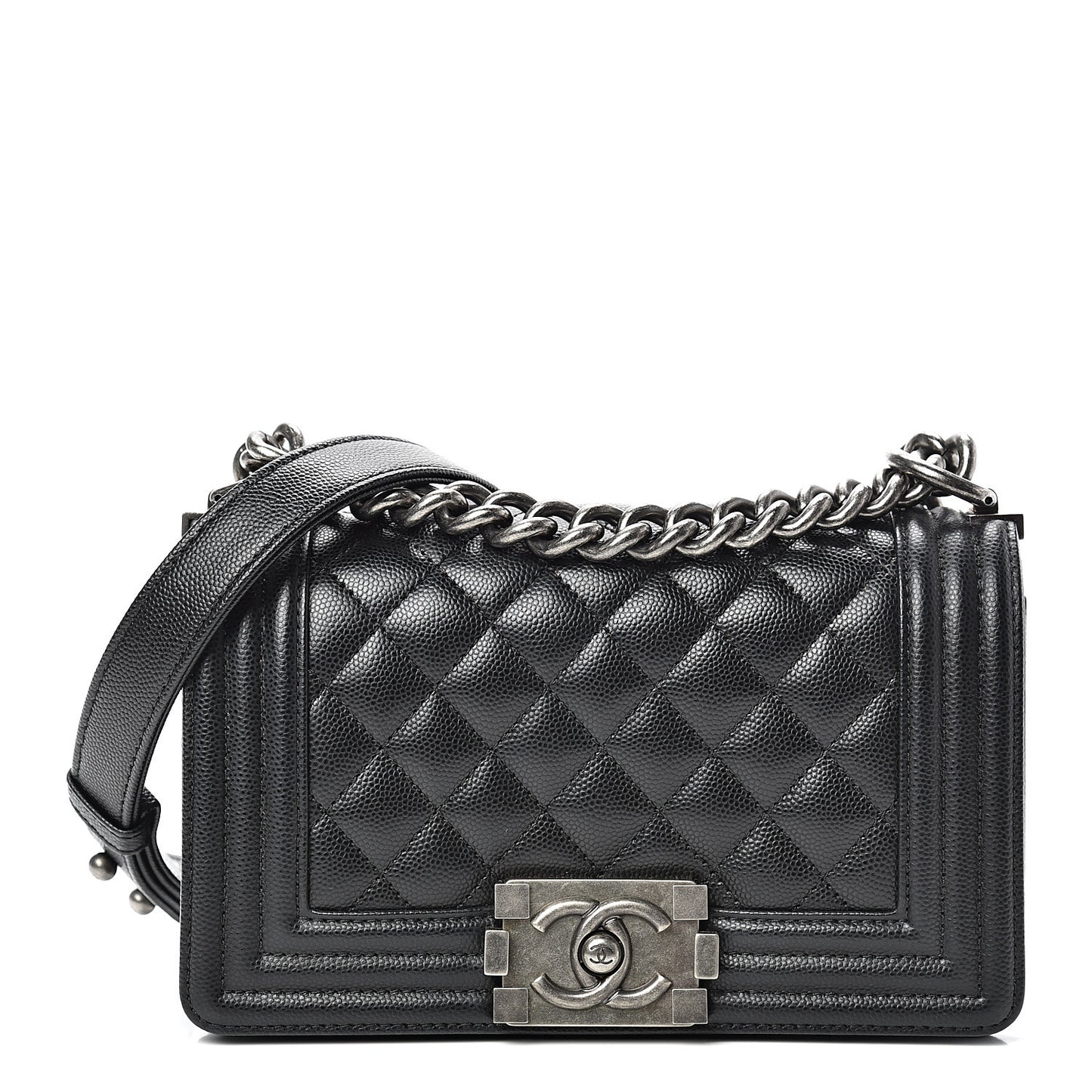 Caviar Quilted Small Boy Flap Black