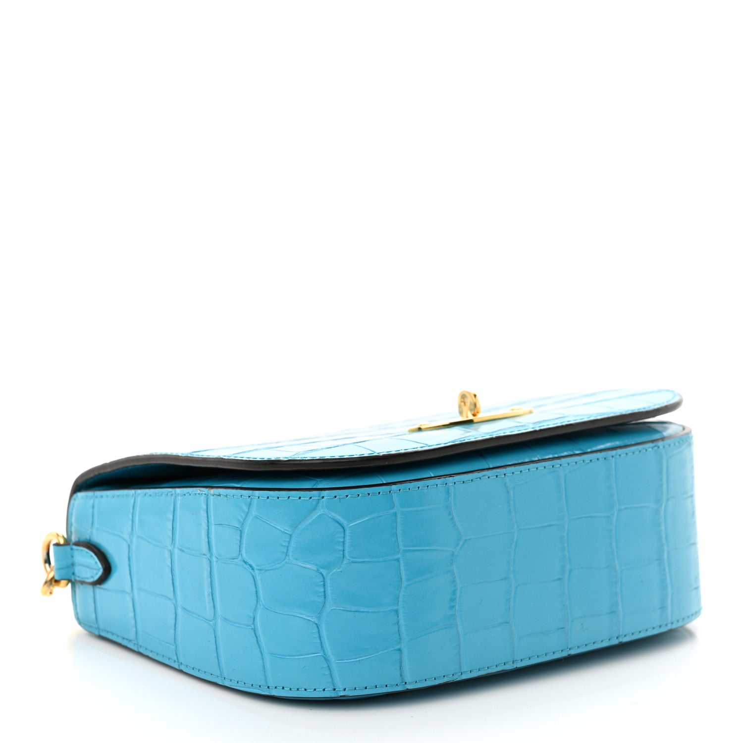 Mulberry Deep Calfskin Crocodile Embossed Small Darley Azure