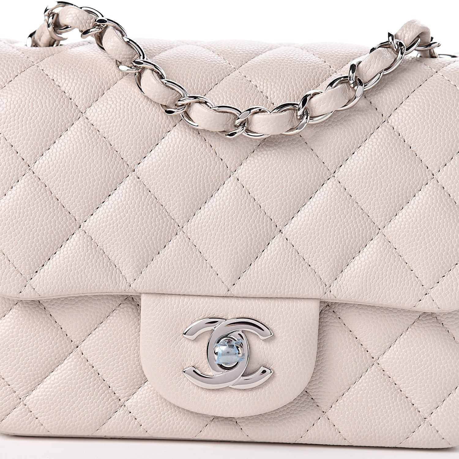 Chanel Caviar Quilted Mini Square Flap White 10 of 11