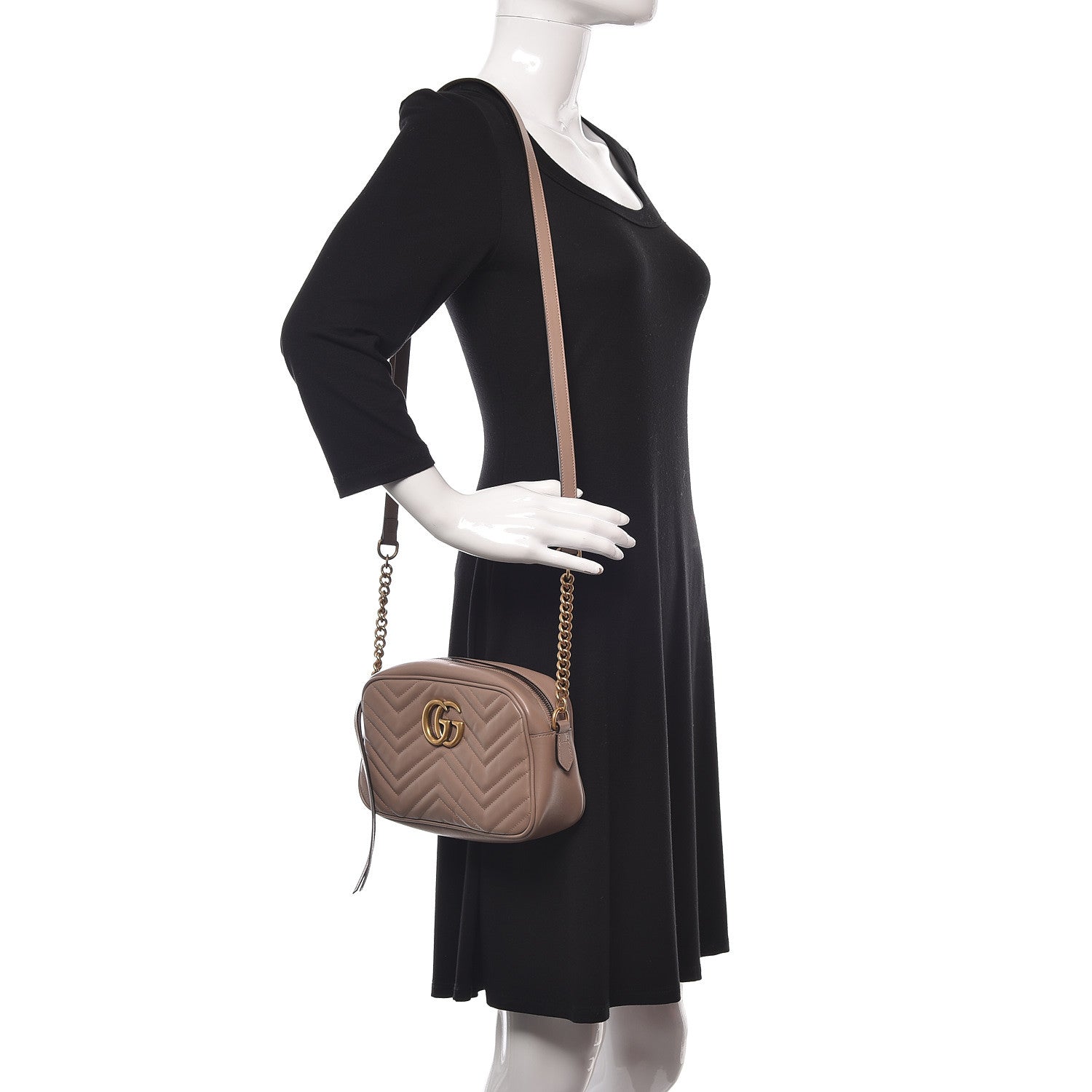 Gucci Calfskin Matelasse Small GG Marmont Chain Shoulder Bag Porcelain Rose 2 of 15