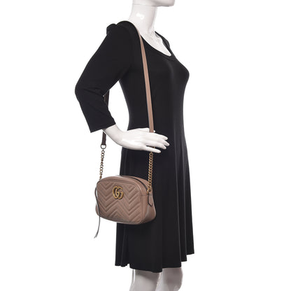 Gucci Calfskin Matelasse Small GG Marmont Chain Shoulder Bag Porcelain Rose 2 of 15