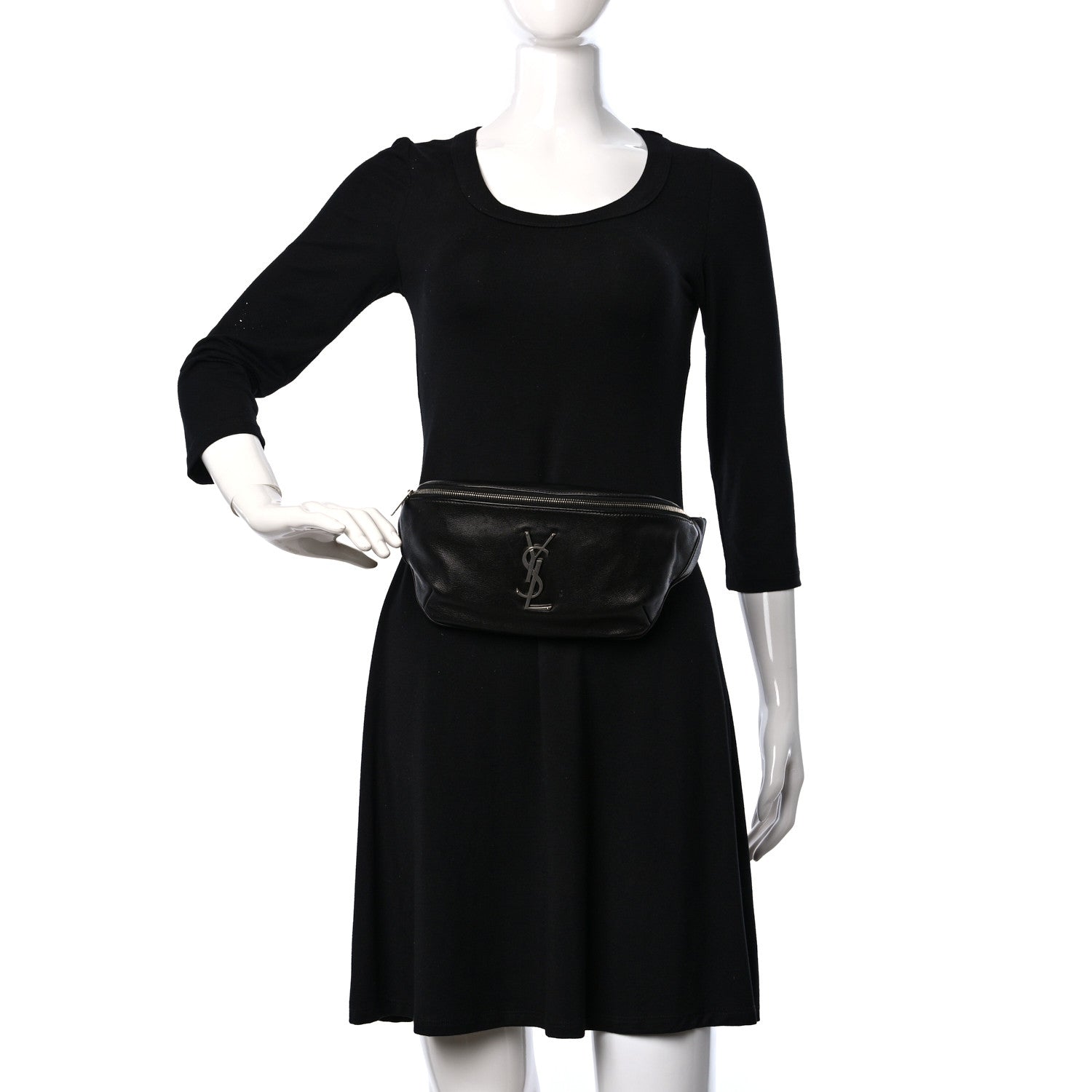 Saint Laurent Calfskin Monogram Belt Bag Black 3 of 8