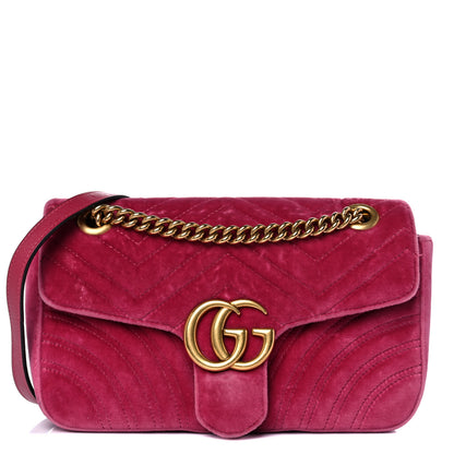 Gucci Velvet Matelasse Small GG Marmont Shoulder Bag Light Raspberry Rose 1 of 20