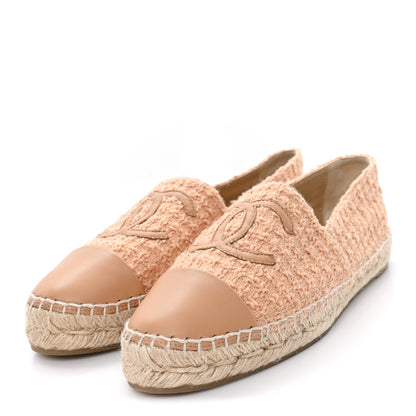 Chanel Tweed Lambskin CC Espadrilles 40 Dark Beige Light Brown 4 of 10
