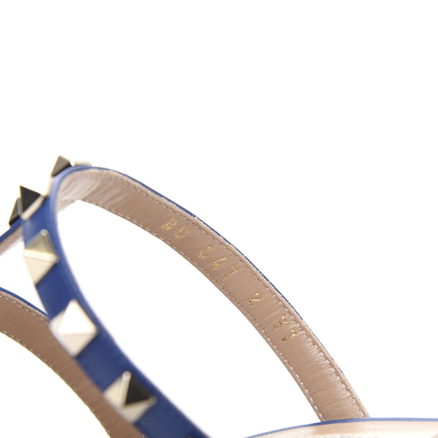 Calfskin Rockstud 60mm Caged Slide Sandals 37 Blu Delft