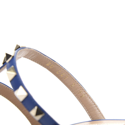 Valentino Garavani Calfskin Rockstud 60mm Caged Slide Sandals 37 Blu Delft 8 of 9