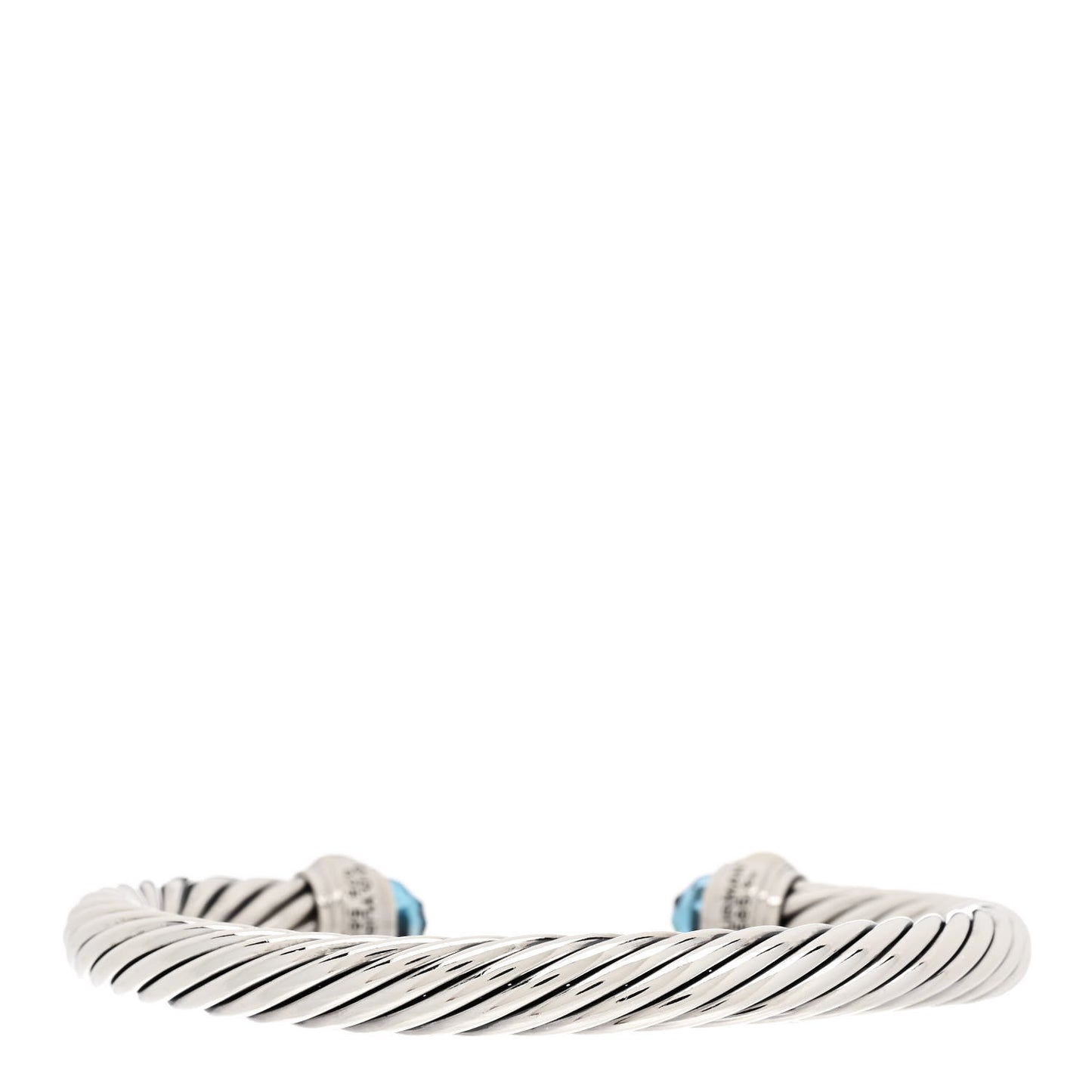 Sterling Silver 14K Yellow Gold Blue Topaz 7mm Cable Classics Bracelet