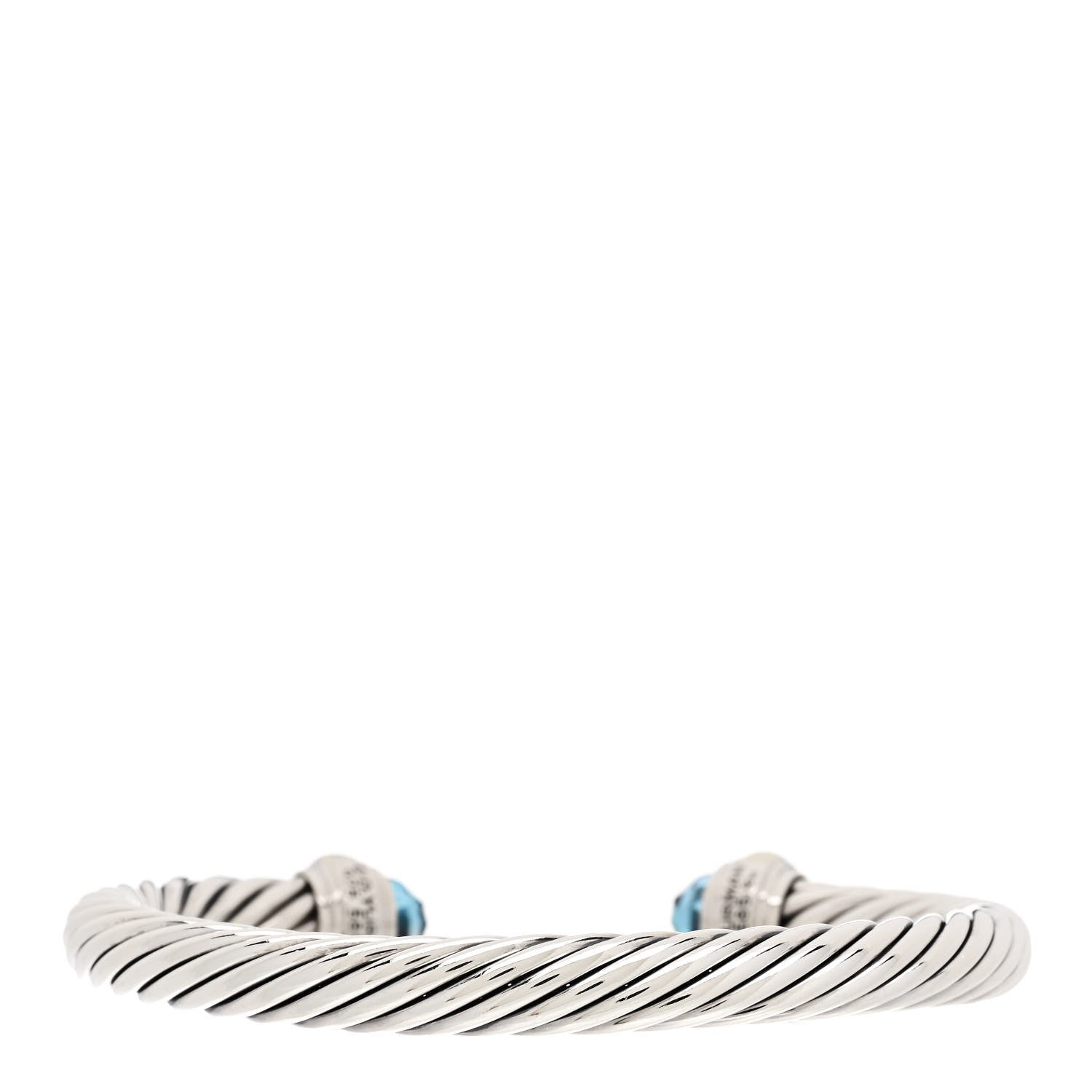 David Yurman Sterling Silver 14K Yellow Gold Blue Topaz 7mm Cable Classics Bracelet 2 of 3