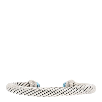 David Yurman Sterling Silver 14K Yellow Gold Blue Topaz 7mm Cable Classics Bracelet 2 of 3