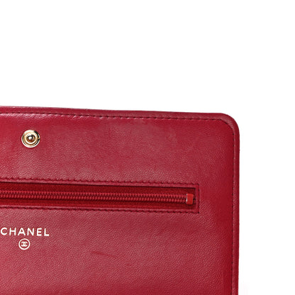 Chanel Lambskin Quilted Boy Wallet On Chain WOC Red 22 of 27