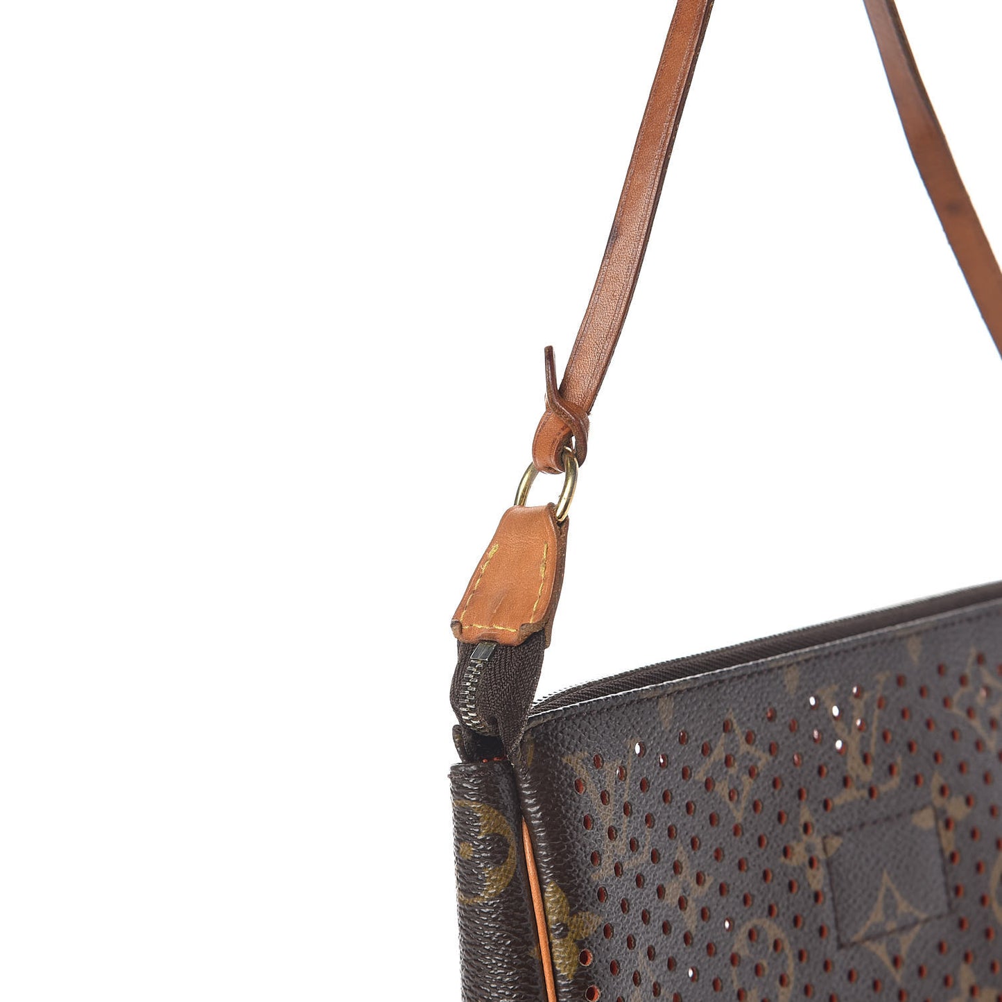 Monogram Perforated Pochette Accessories Bag Orange