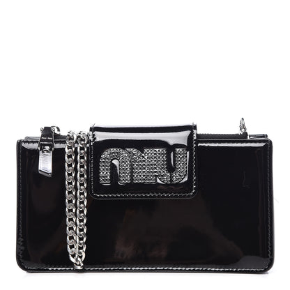 Miu Miu Vernice Crystal Logo Mini Crossbody Black 1 of 10