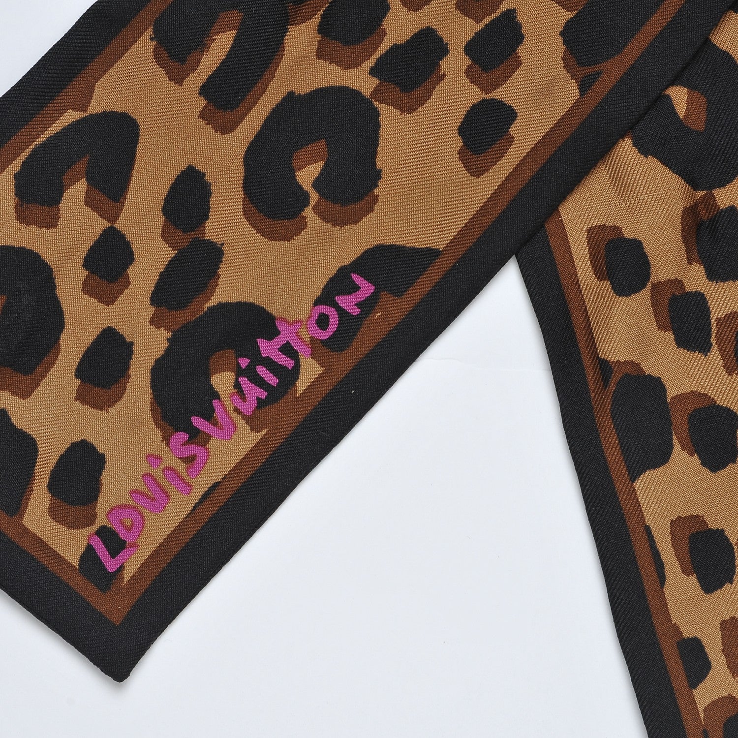 Louis Vuitton Silk Leopard Bandeau Scarf Marron 3 of 5