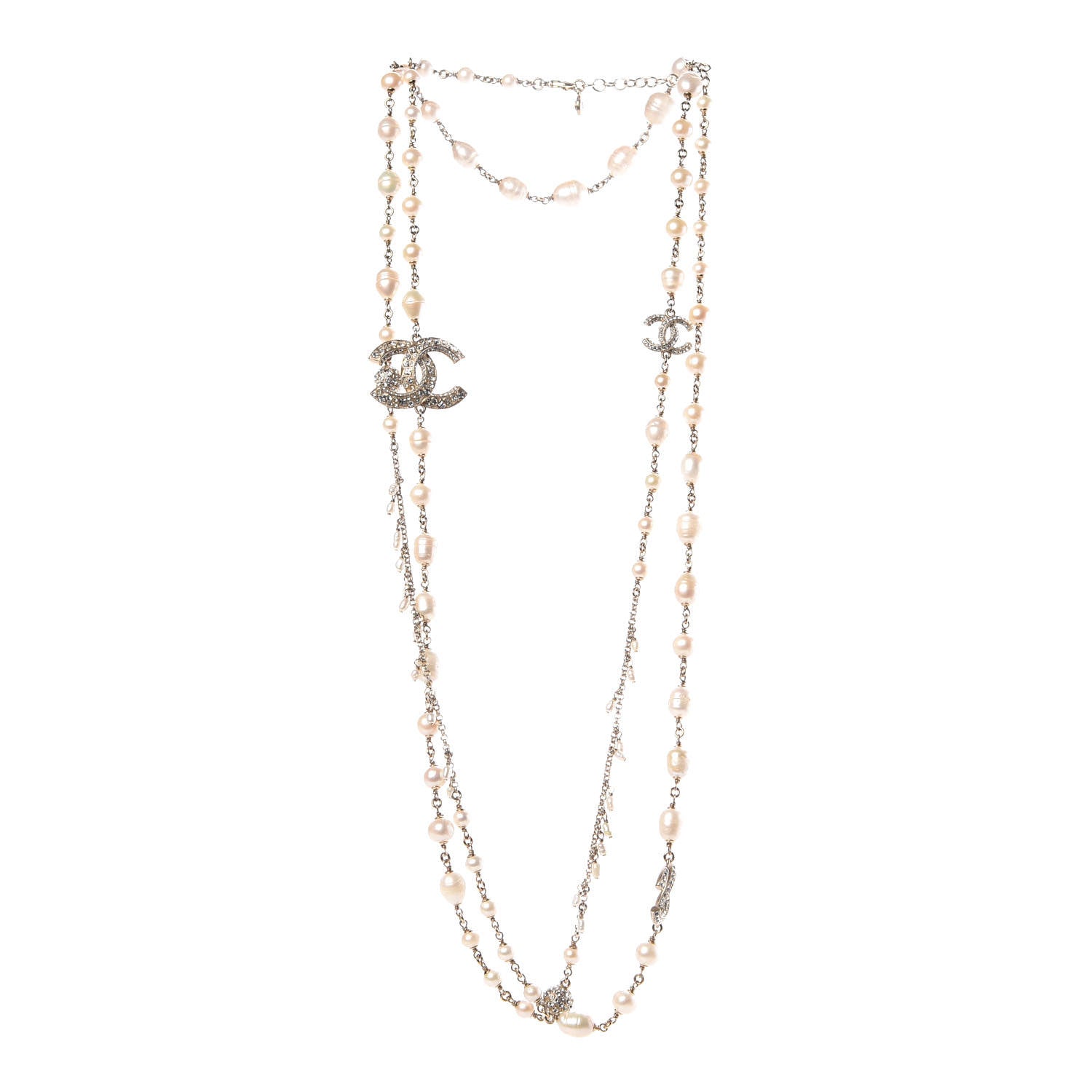 Chanel Crystal Pearl CC Long Necklace Gold 3 of 6