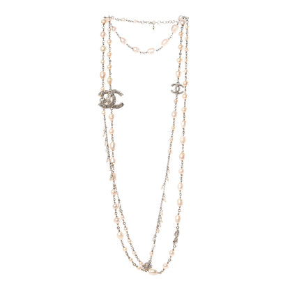 Chanel Crystal Pearl CC Long Necklace Gold 3 of 6