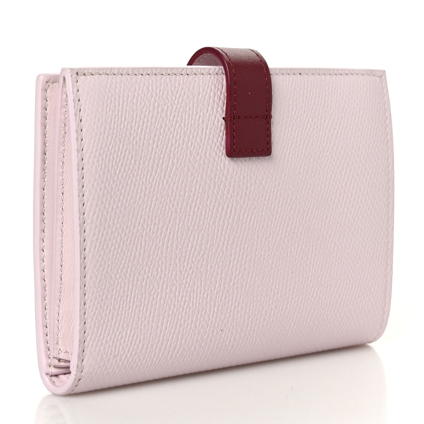 Grained Calfskin Medium Multifunction Strap Wallet Peony Carmin