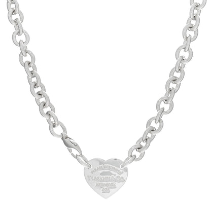 Tiffany Sterling Silver Return to Tiffany Heart Tag Choker Necklace 1 of 4