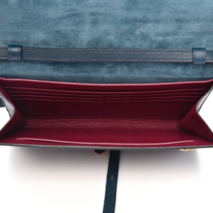 Celine Grained Calfskin Clutch On Strap Bag Steel Blue 5 of 9