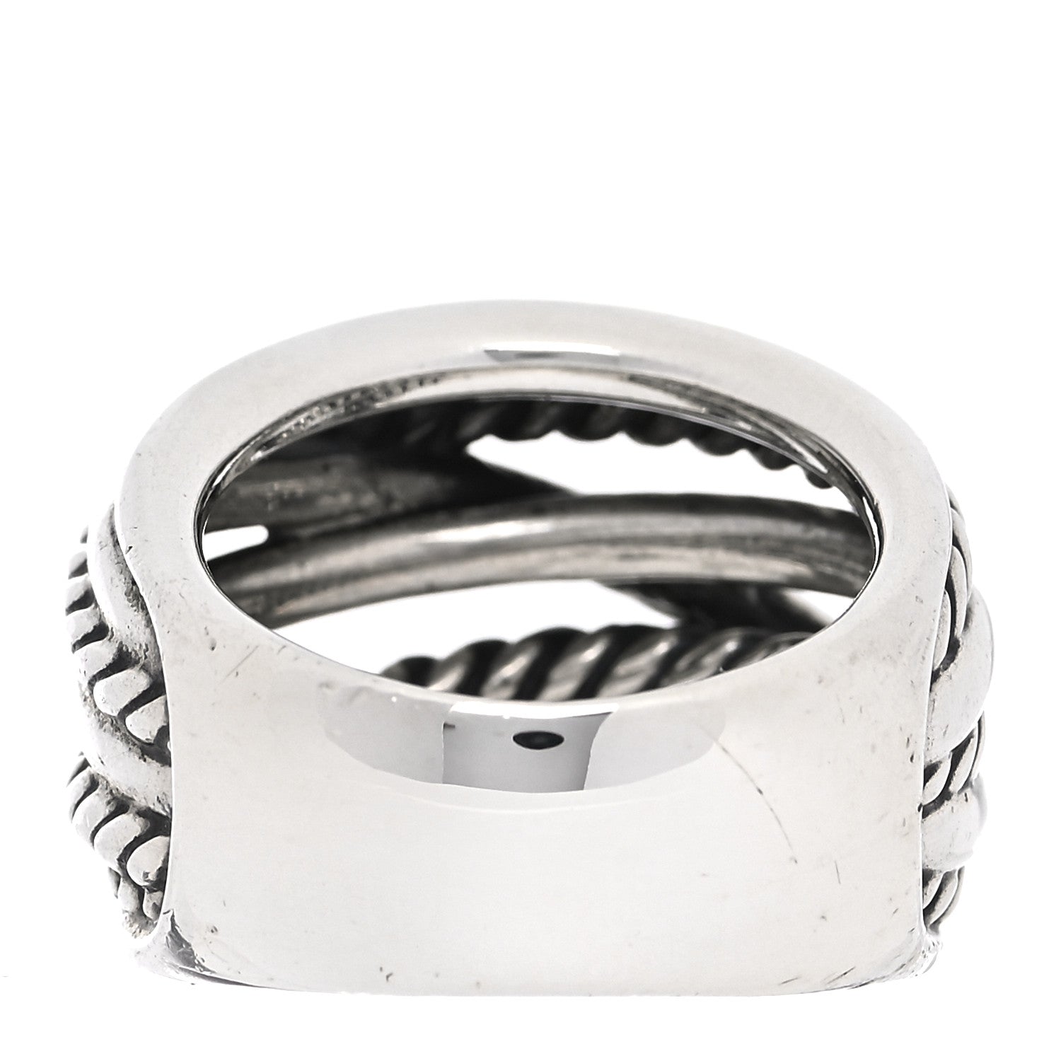 David Yurman Sterling Silver 18mm Wide Crossover Cable Ring 54 7 3 of 6
