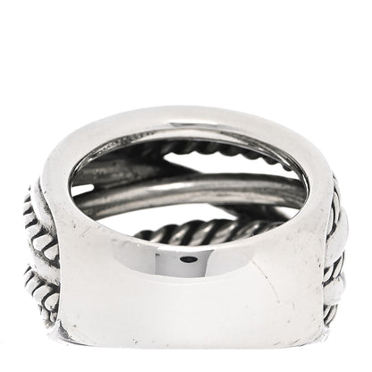 David Yurman Sterling Silver 18mm Wide Crossover Cable Ring 54 7 3 of 6