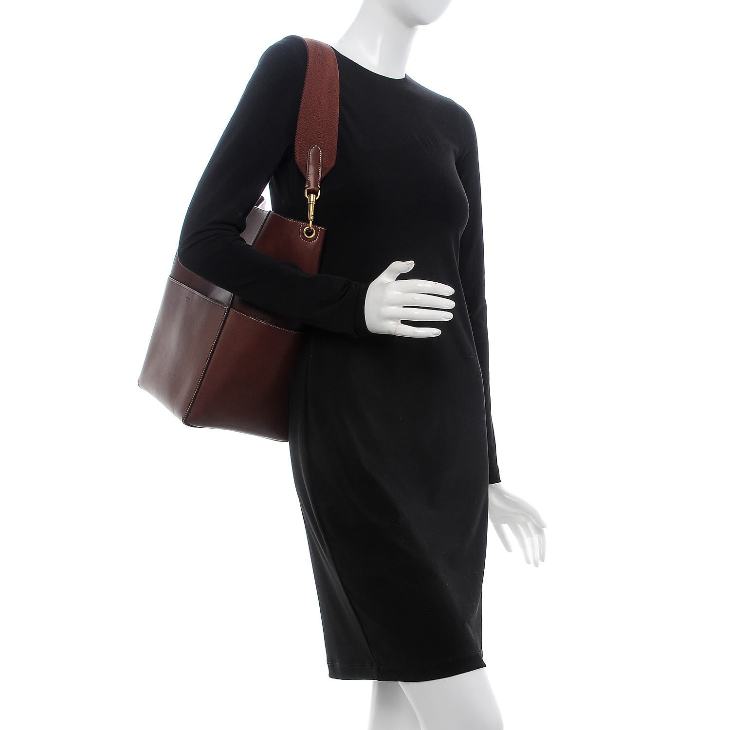 Celine Natural Calfskin Sangle Bucket Bag Burgundy 2 of 7