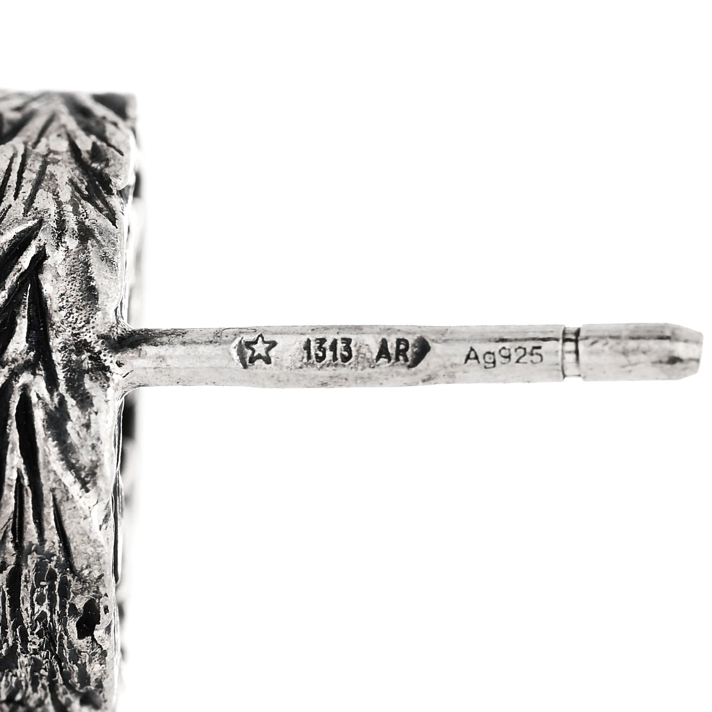 Sterling Silver Textured Interlocking G Stud Earrings