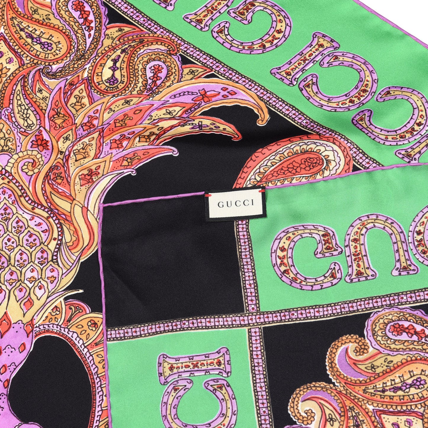 Silk Peacock Square Scarf Black