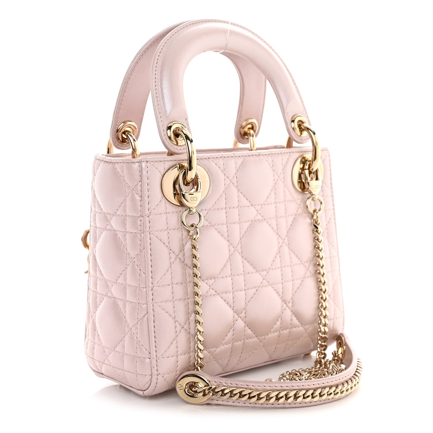 Christian Dior Metallic Lambskin Cannage Mini Lady Dior Lotus 3 of 10
