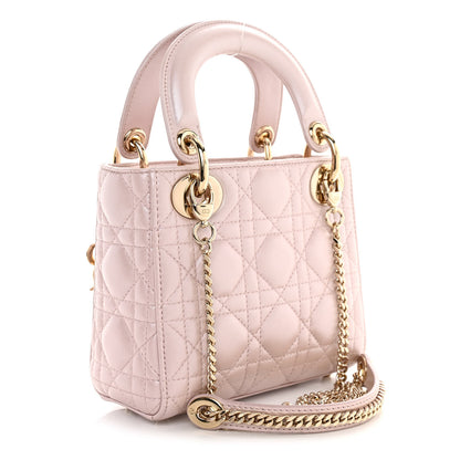 Christian Dior Metallic Lambskin Cannage Mini Lady Dior Lotus 3 of 10