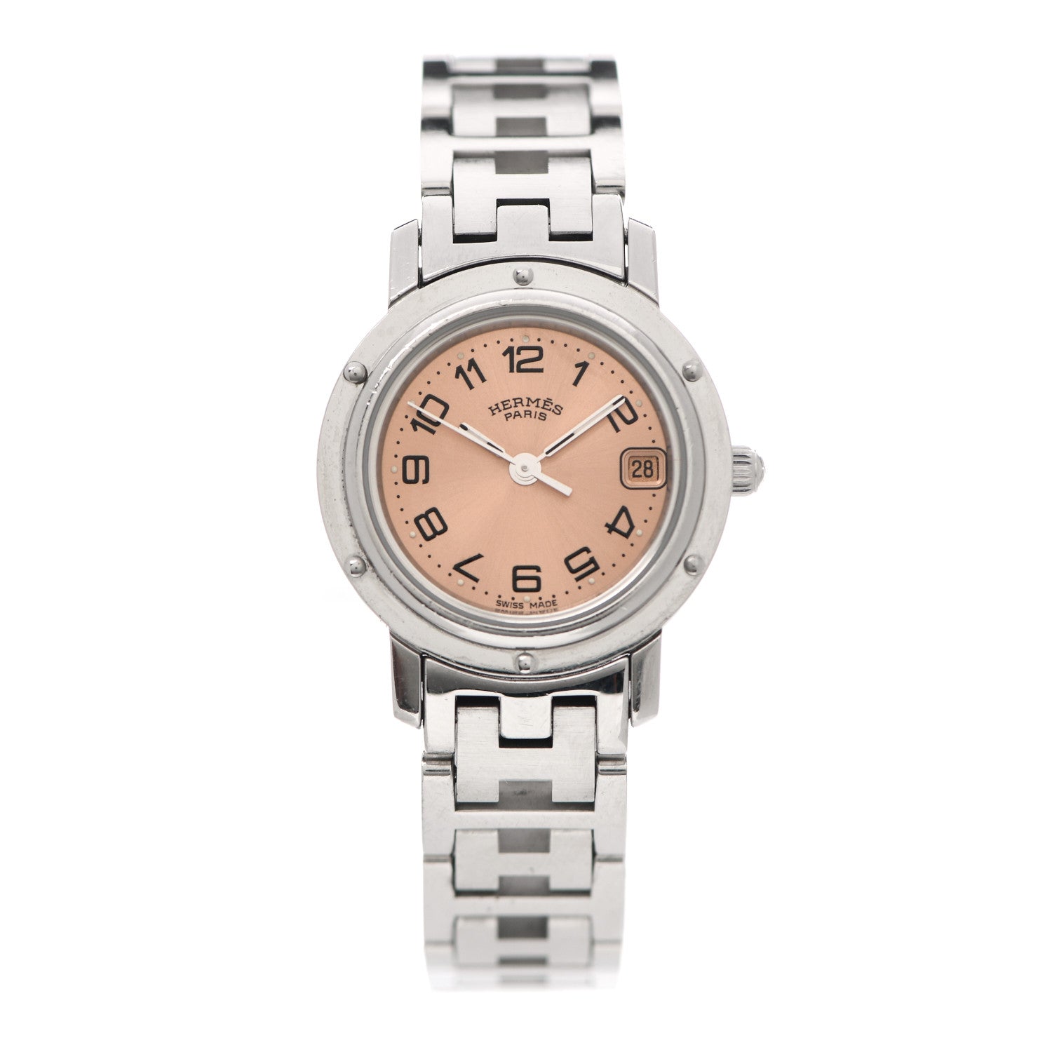 Hermes Stainless Steel 24mm Clipper Quartz Watch Pink 2 of 8