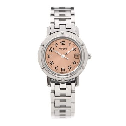 Hermes Stainless Steel 24mm Clipper Quartz Watch Pink 2 of 8