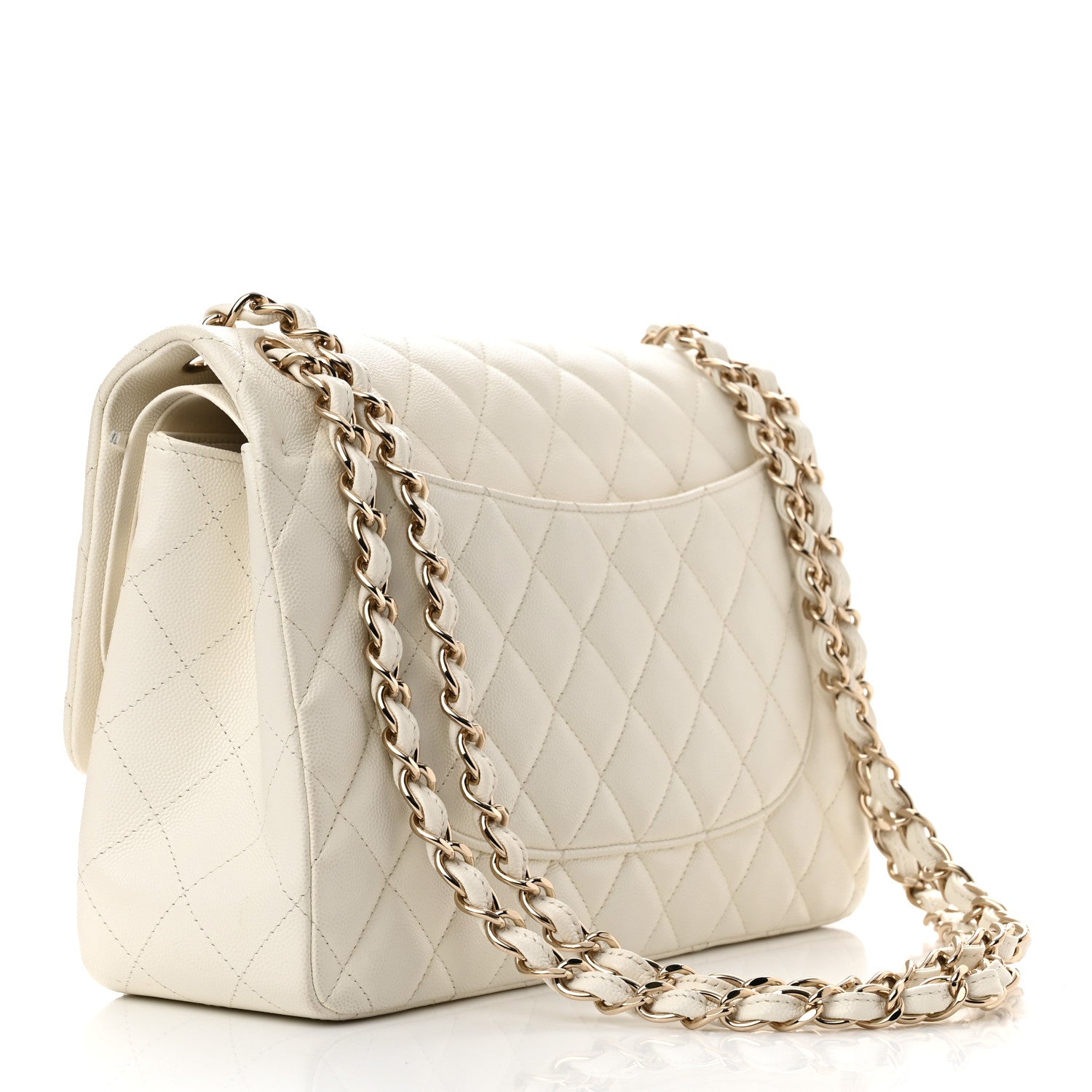 Chanel Caviar Quilted Jumbo Double Flap White 2 of 9