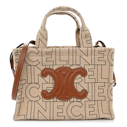 Celine Canvas Calfskin All Over Print Small Cabas Thais Natural Tan 1 of 9