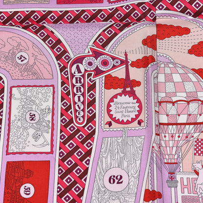 Hermes Silk Le Tour Du Monde En 63 Cases Scarf 90 Fuchsia Mauve White 6 of 10