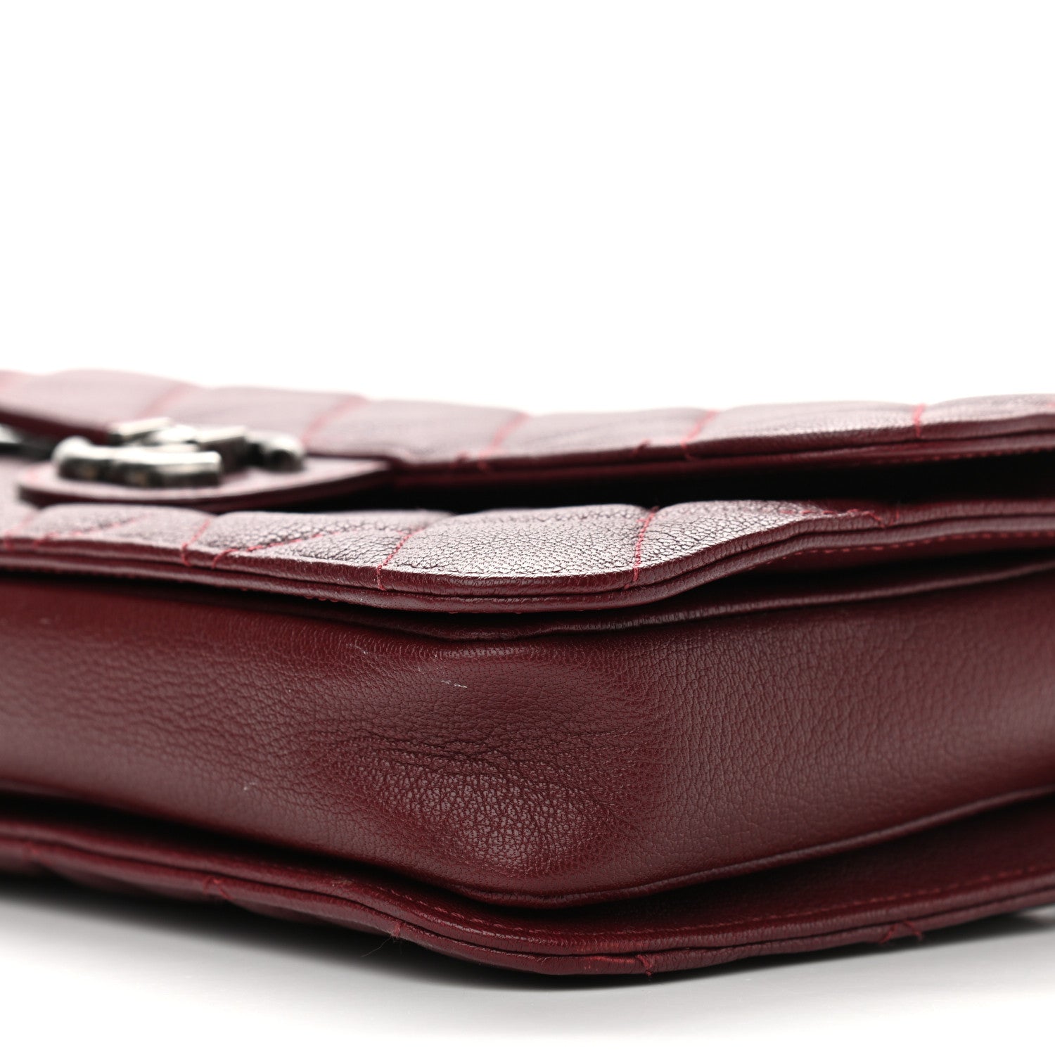 Chanel Goatskin Quilted Medium Perfect Edge Flap Burgundy 9 of 13