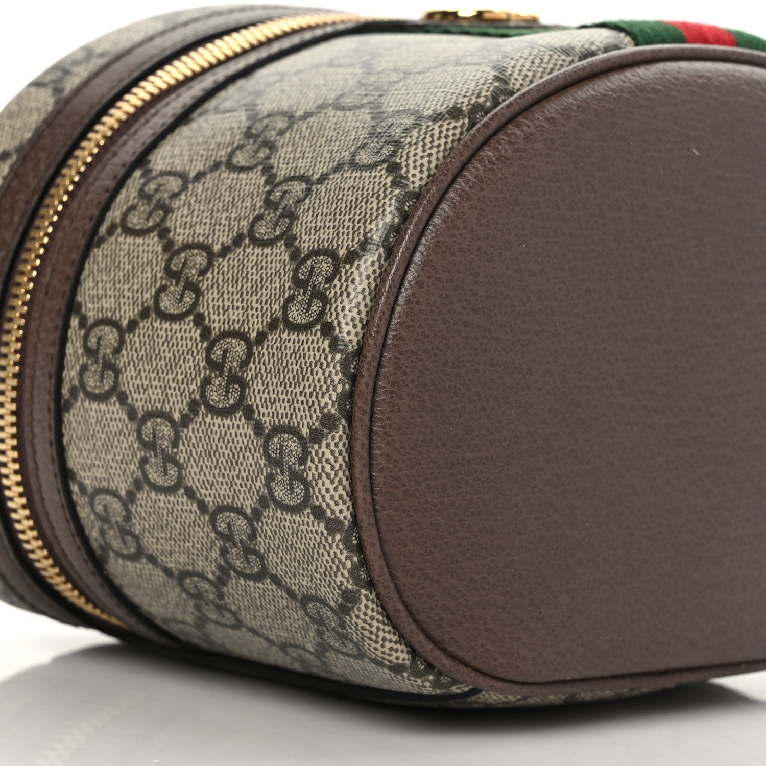 Gucci GG Supreme Monogram Textured Calfskin Web Ophidia Vanity Cosmetic Case Beige Ebony New Acero 9 of 10