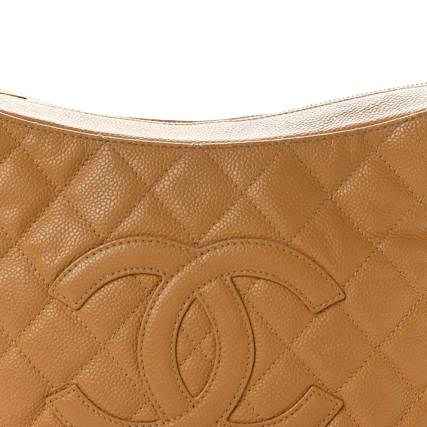 Caviar Quilted Hobo Beige