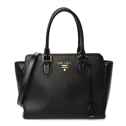 Prada Saffiano Soft Calfskin Small Zippered Tote Black 1 of 9