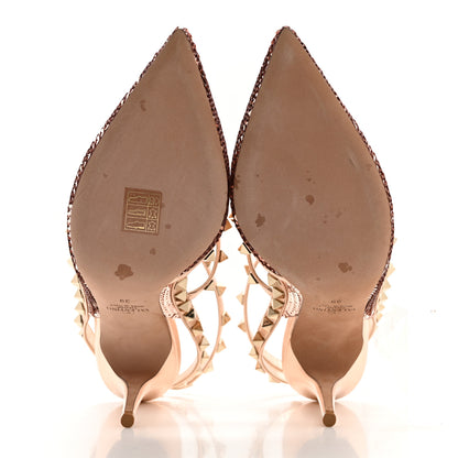 Valentino Garavani Metallic Nappa Sequin Liquid Metal Rockstud Ankle Strap Pumps 39 Rame Poudre 5 of 11