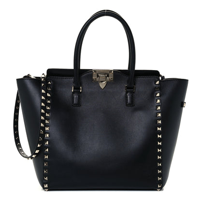 Valentino Garavani Vitello Rockstud Double Handle Tote Black 1 of 11