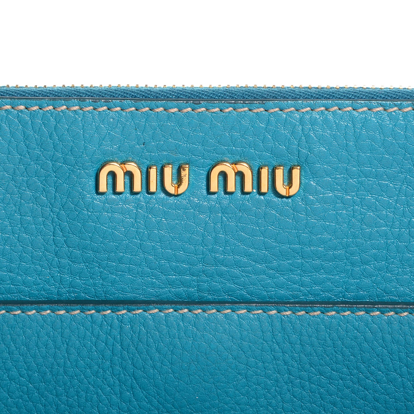 Grained Calfskin Leather Clutch Turchese