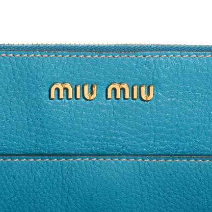 Miu Miu Grained Calfskin Leather Clutch Turchese 10 of 10
