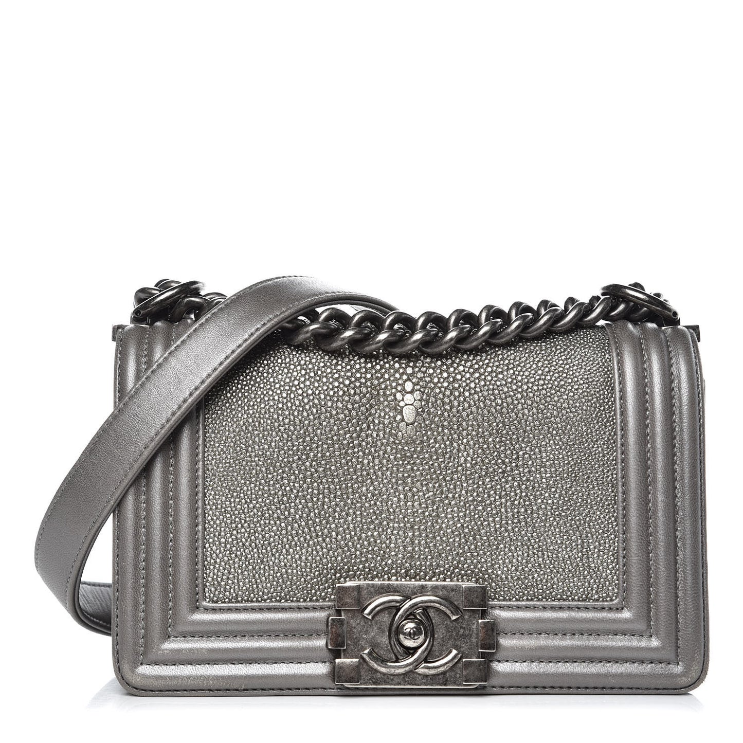 Galuchat Stingray Small Boy Flap Silver