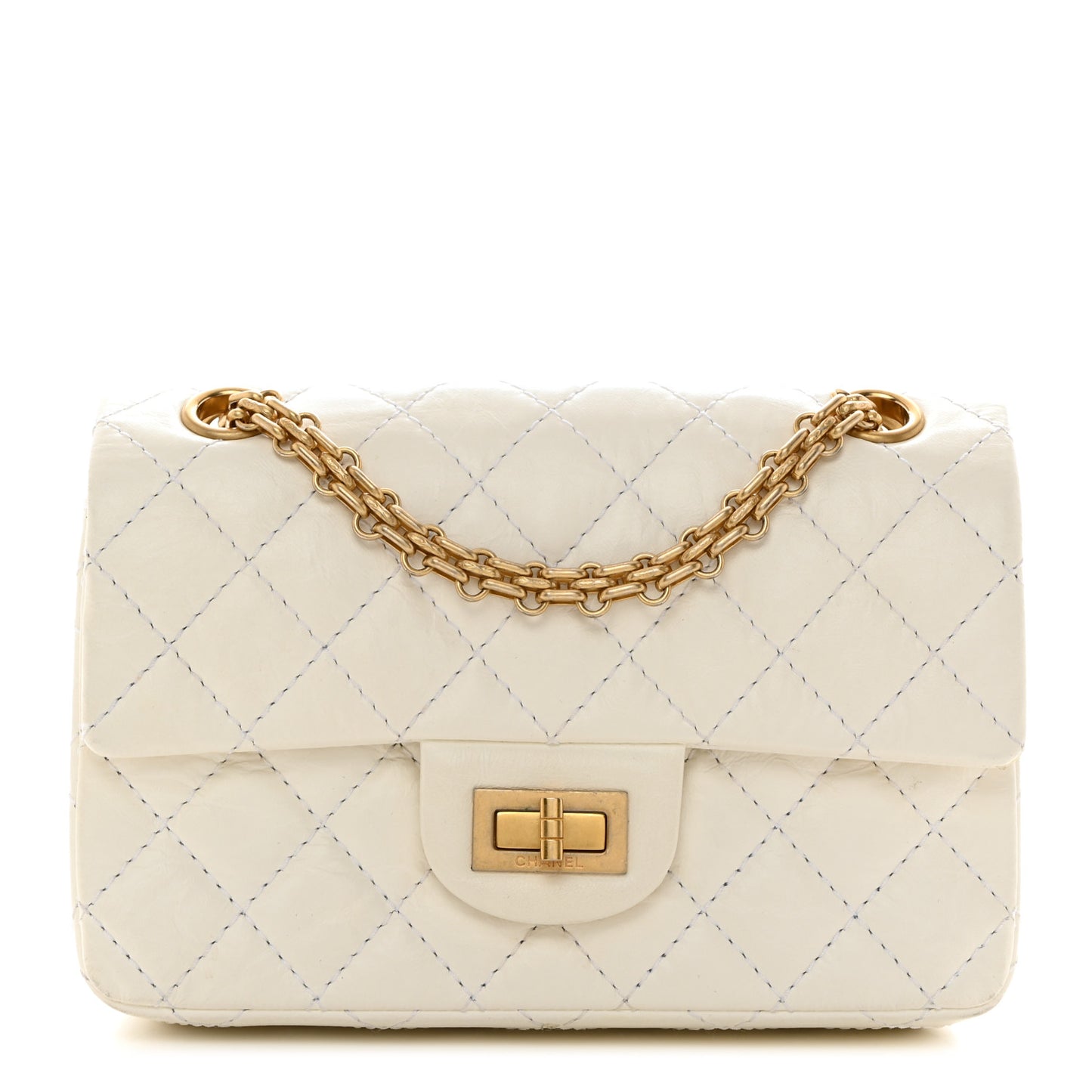 Aged Calfskin Quilted 2.55 Reissue Mini Flap White