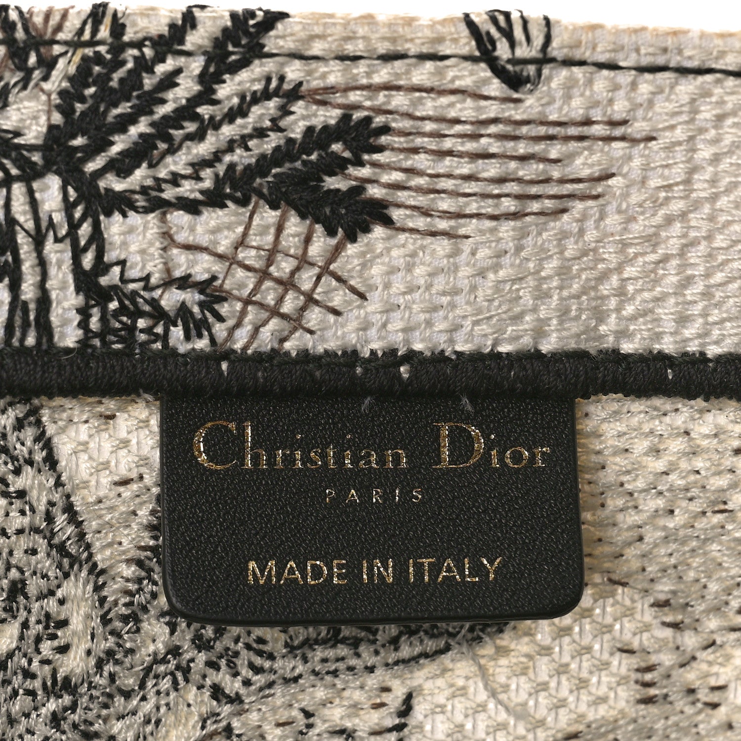 Christian Dior Canvas Embroidered Large Toile De Jouy Book Tote White Black 6 of 8