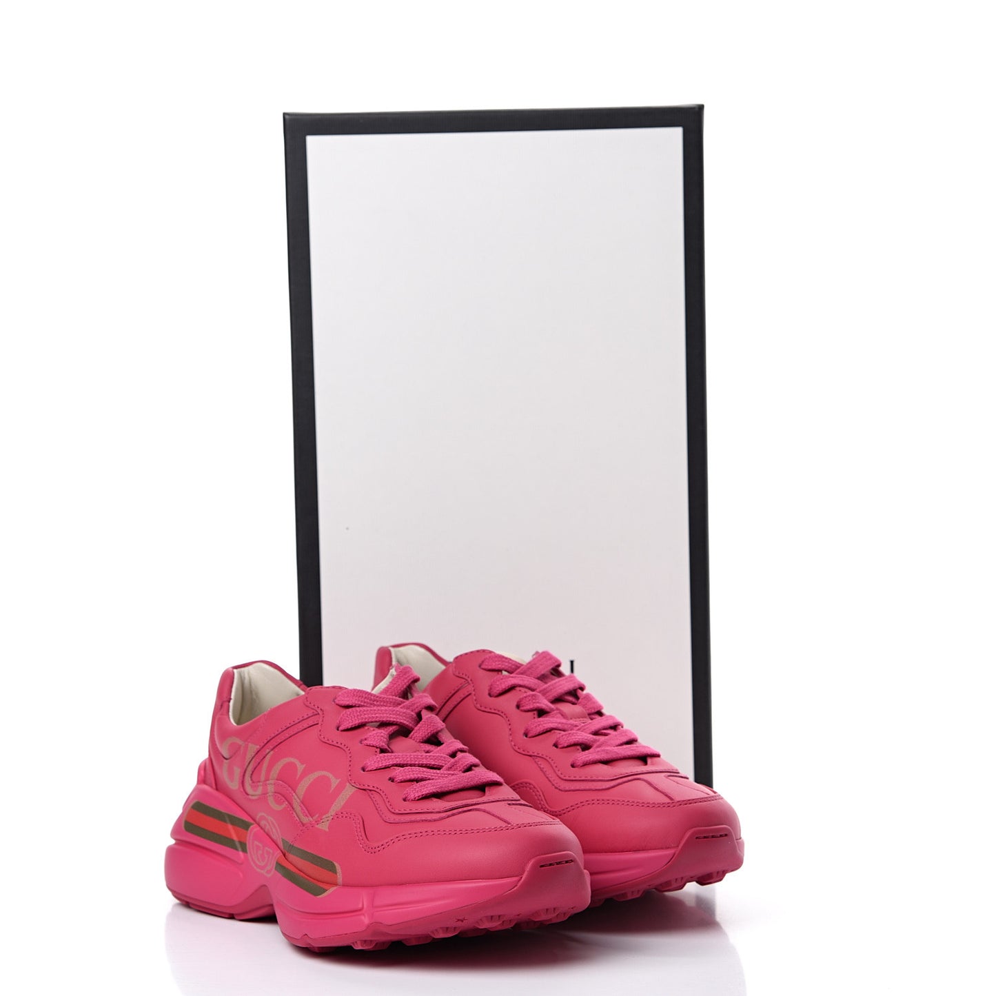 Calfskin Logo Womens Rhyton Sneakers 36.5 Box Pink