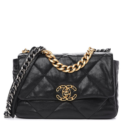 Chanel Goatskin Quilted Medium 19 Flap Black 1 of 11