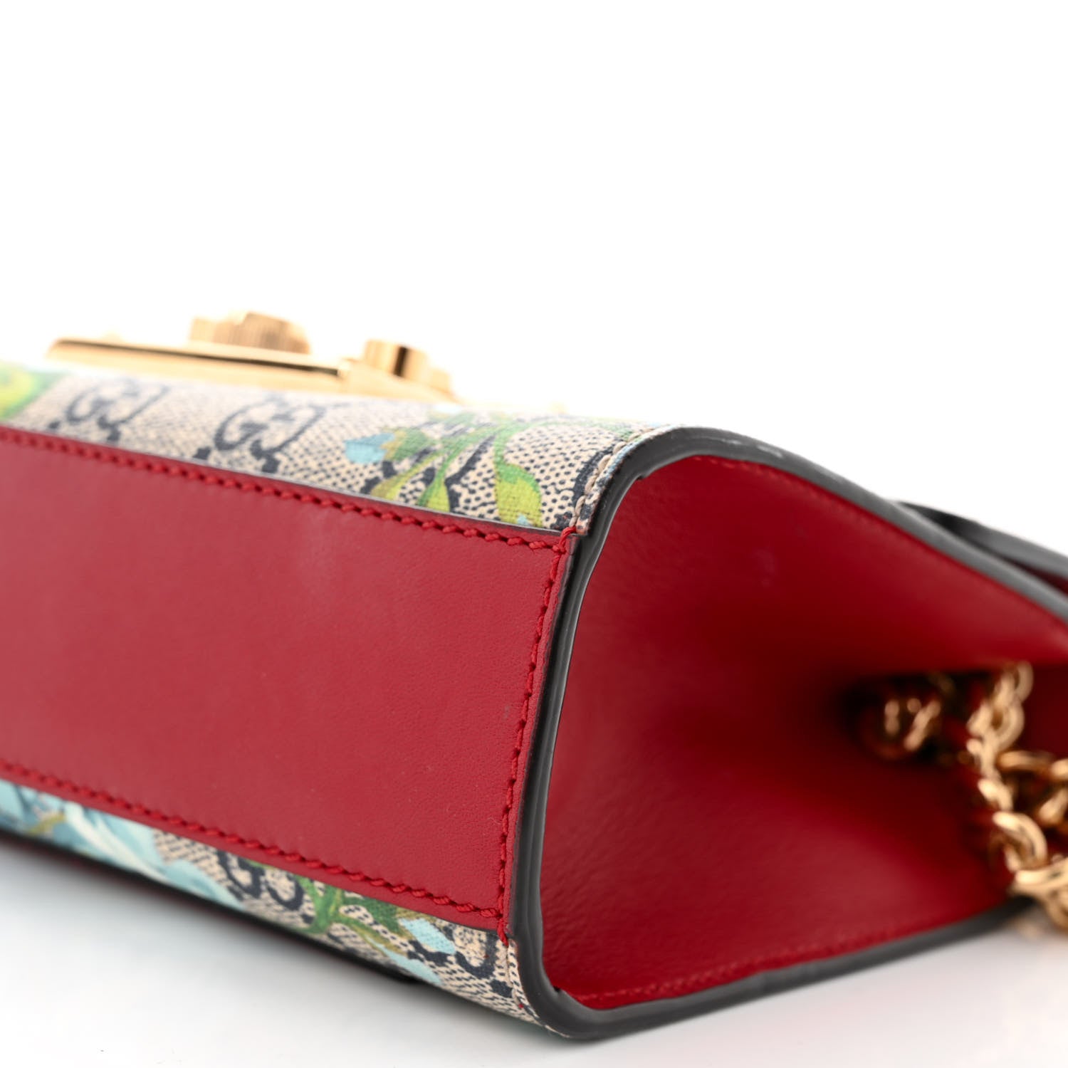 Gucci GG Supreme Monogram Blooms Small Padlock Shoulder Bag Beige Blue Navy Hibiscus Red 10 of 13