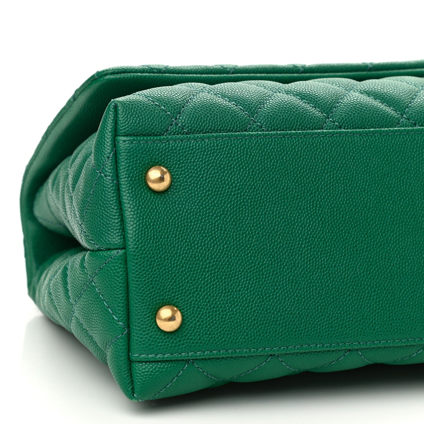 Caviar Quilted Small Coco Handle Flap Green