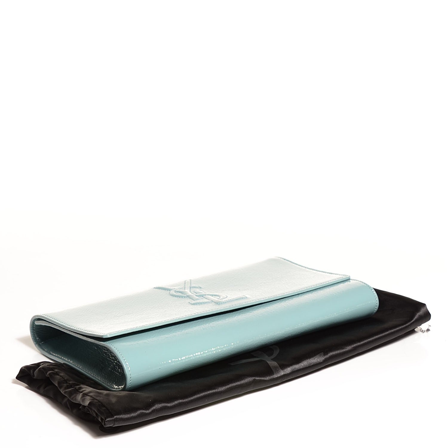 Saint Laurent Textured Patent Belle De Jour Large Clutch Light Blue 4 of 7